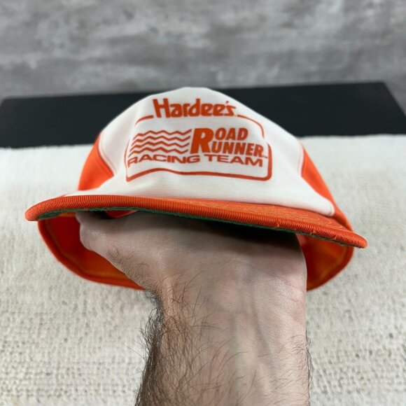 Vintage Hardees Racing Team Snapback Trucker Hat OSFA Two Tone Road Runner Cap - Picture 9 of 9